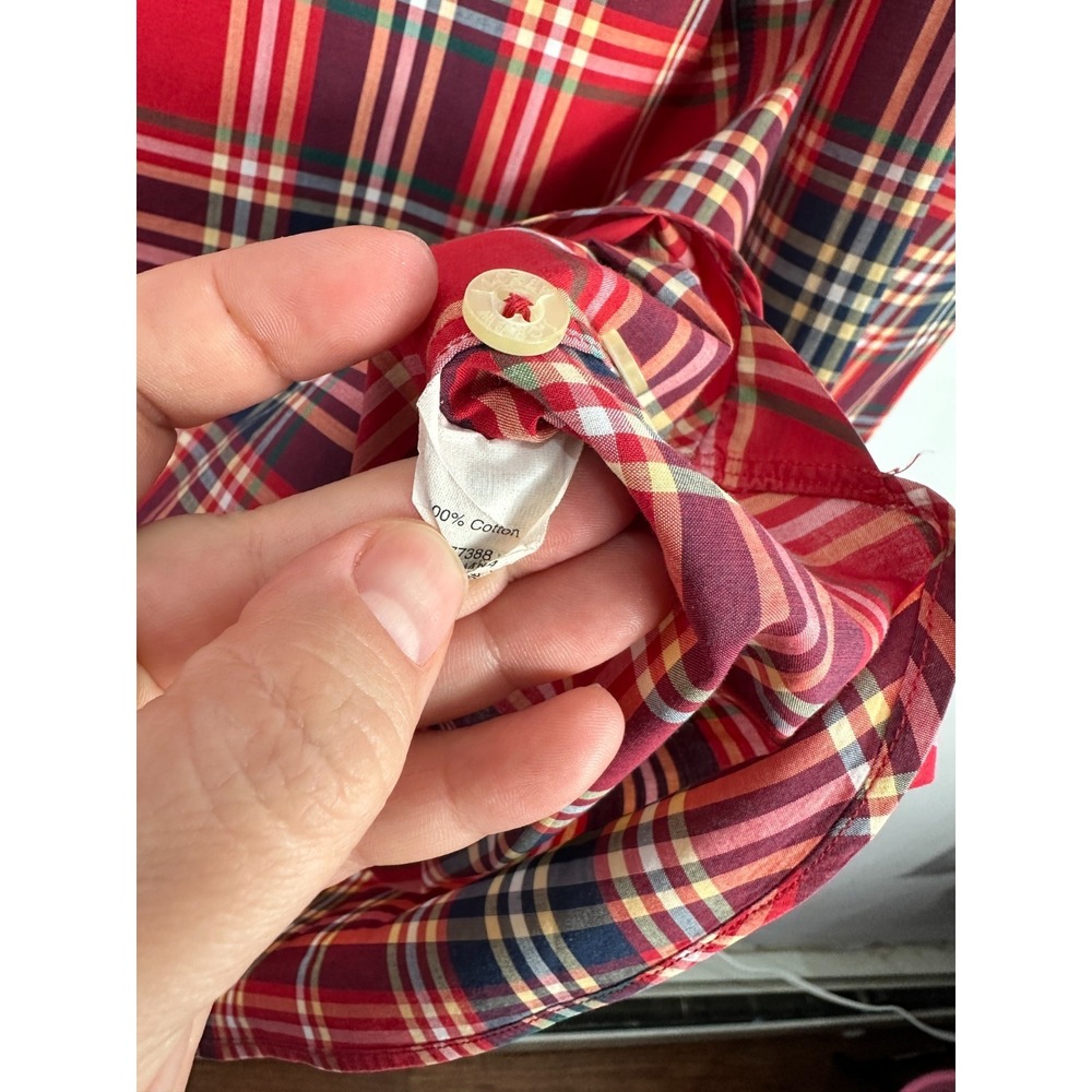 J.Crew Slim Fit Button Down Shirt Mens Small Red Plaid‎ Tailored Lightweight - Picture 3 of 6